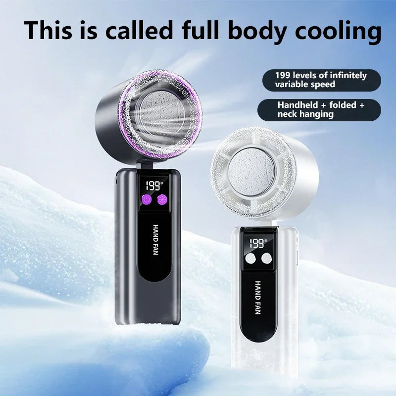 Ventilador de Mano con 199 Velocidades y Pantalla Digital