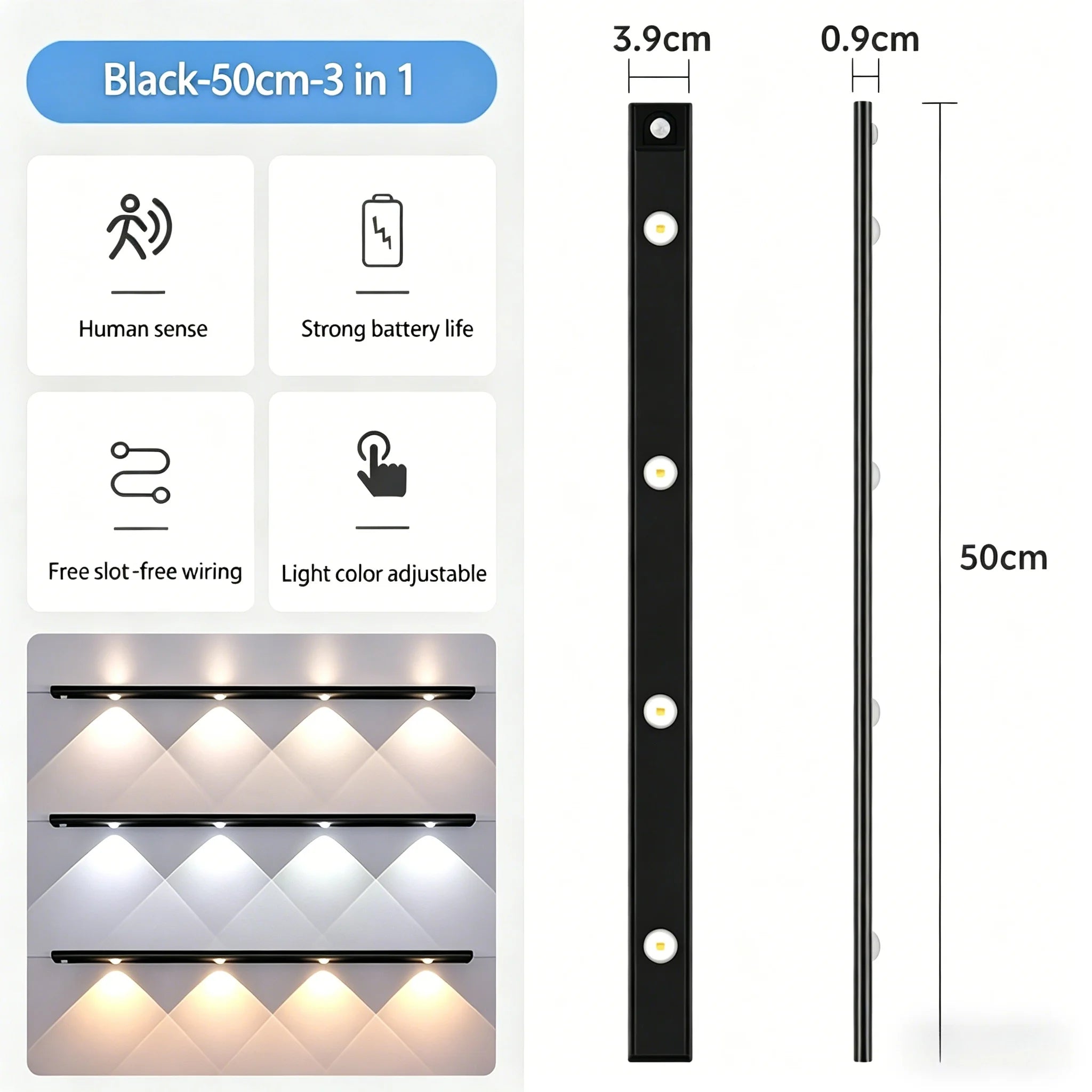 Luz LED Nocturna Regulable con Sensor para Armario