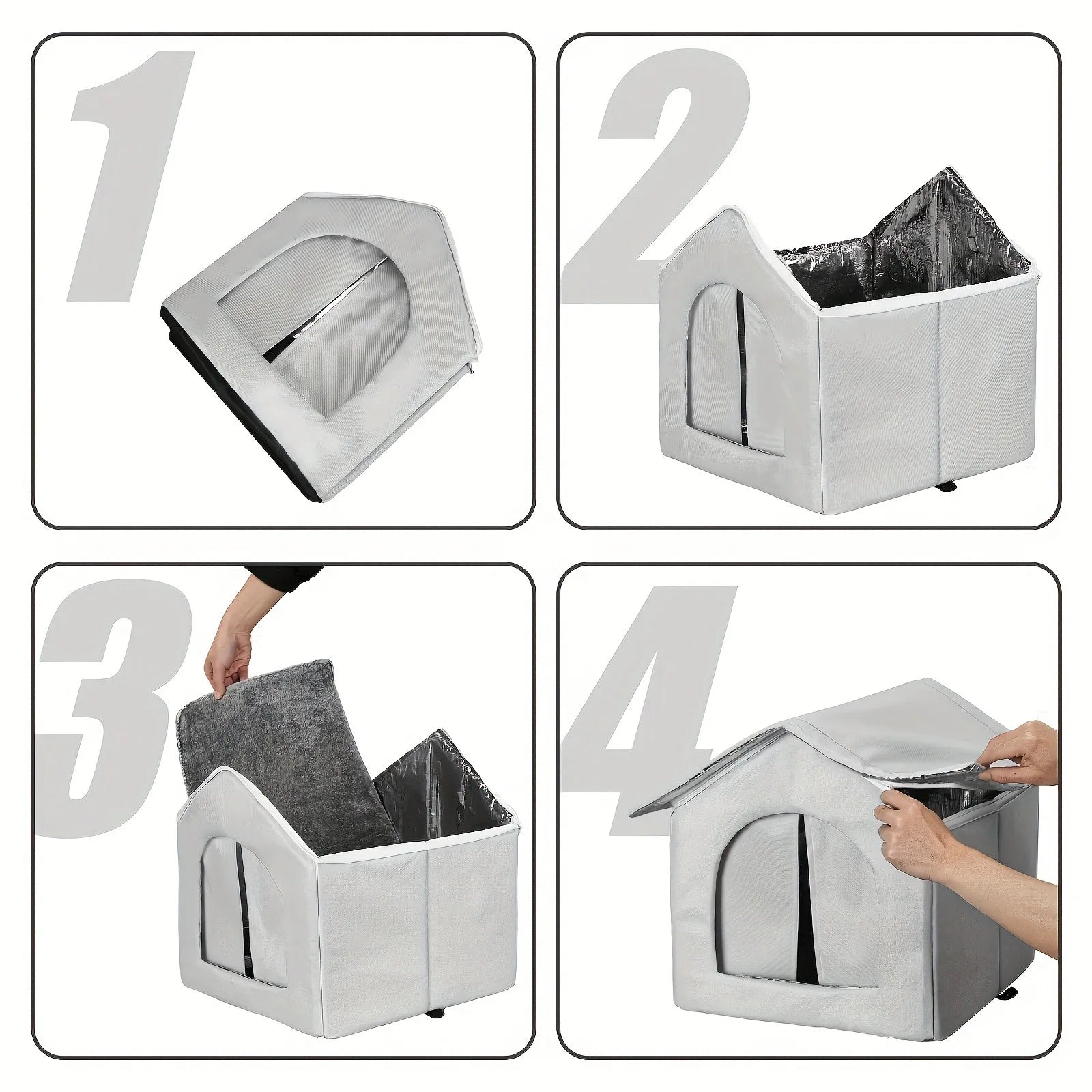 Cueva Cama para Mascotas Impermeable y Cálida, Plegable y Lavable