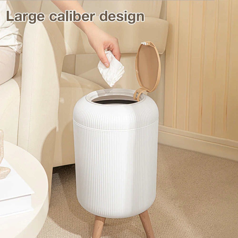 Cubo de basura de 7 a 8 litros tipo prensa con base alta para baño y cocina