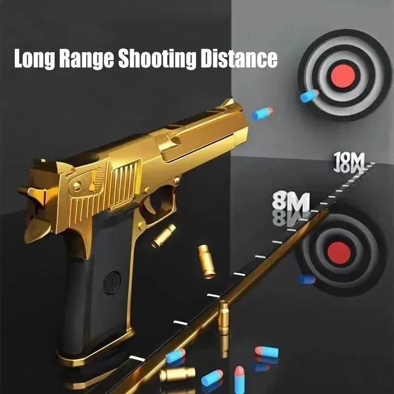 Pistola de Juguete Desert Eagle con Expulsión de Cartuchos, Pistola de Airsoft con Balas de Espuma Suave, Juguete de Combate al Aire Libre para Juegos de Disparos, Regalo de Cumpleaños o Halloween