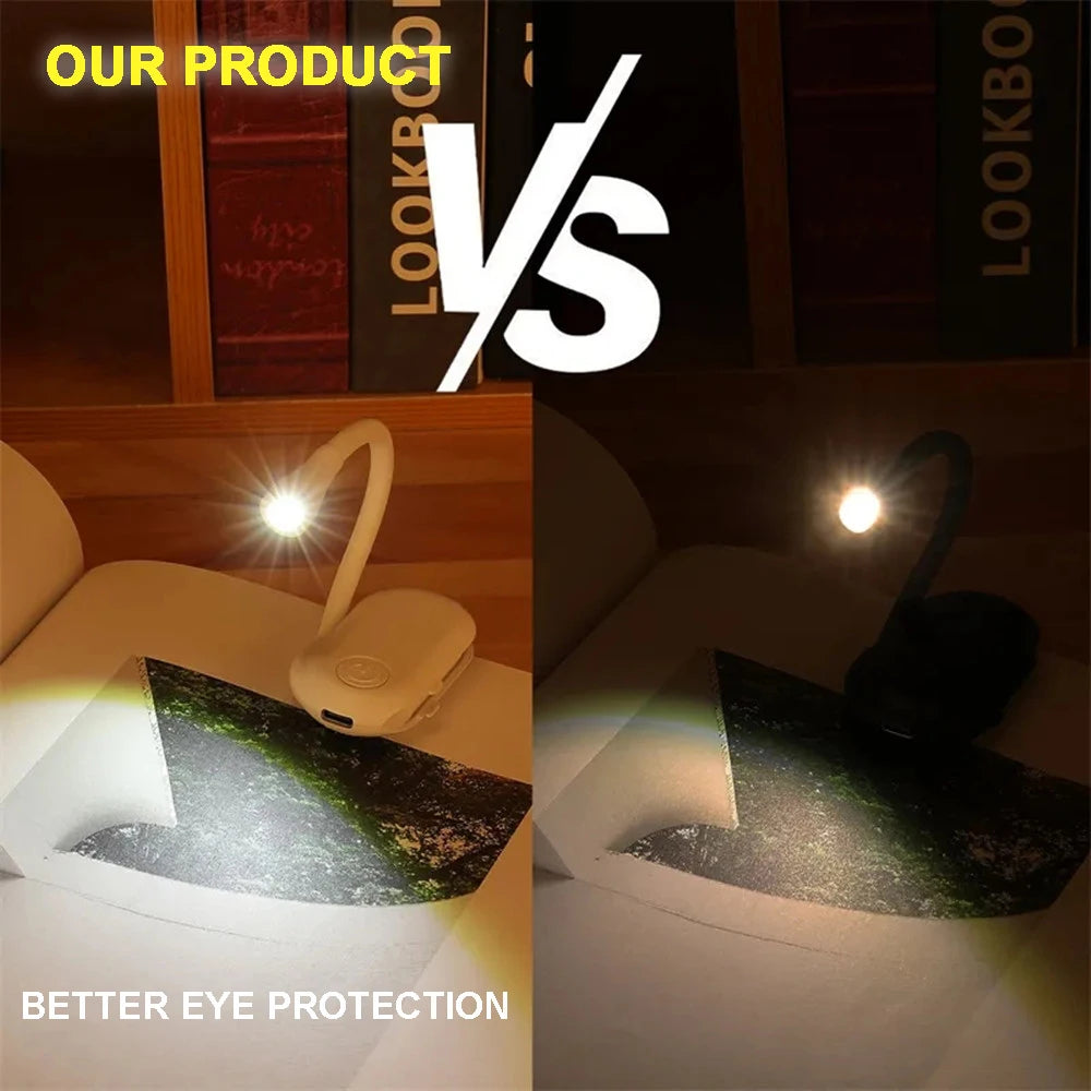 Lámpara LED portátil para libros, luz nocturna recargable por USB para protección ocular, Mini 360 ° Lámpara de lectura de escritorio con clip Luz nocturna de dormitorio de viaje
