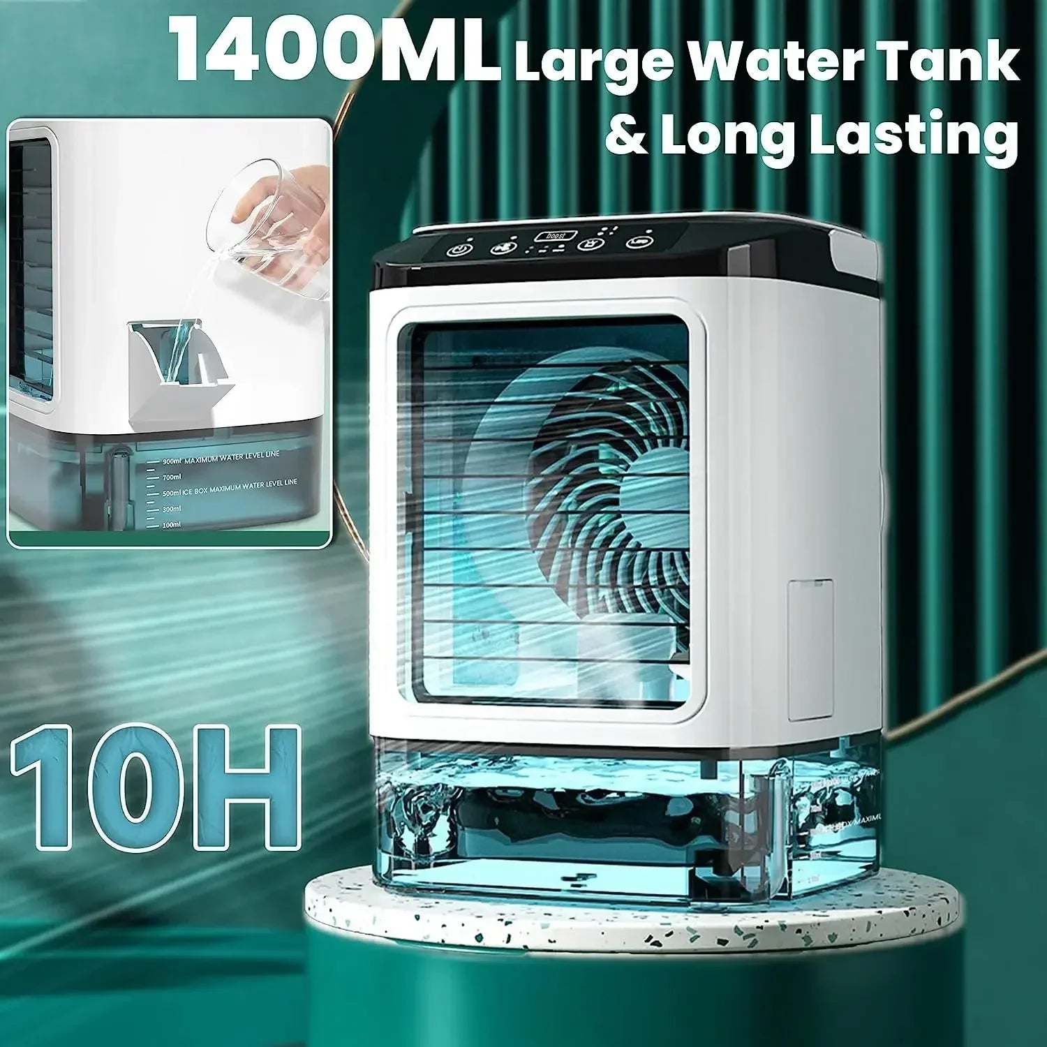 Ventilador de Escritorio con Atomización Ultrasónica Dual