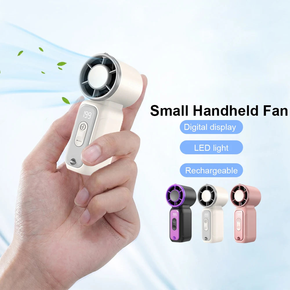 Mini ventilador portátil recargable con pantalla LED y 199 velocidades