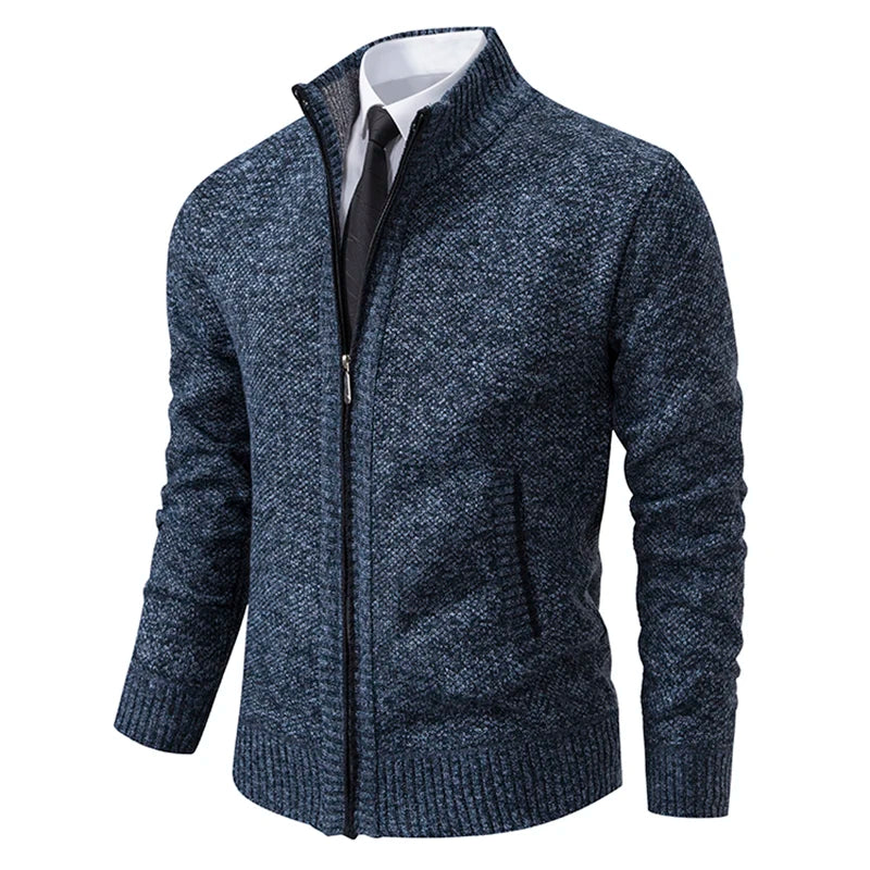 Buzo Cárdigan con Cremallera para Hombre – Cuello Alto y Forro Polar