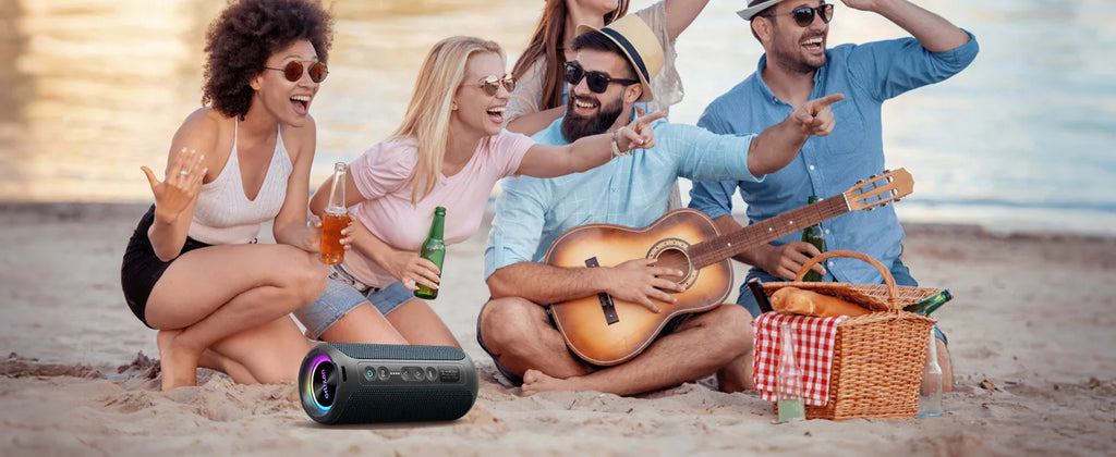 Ortizan Altavoz Bluetooth Estéreo Portátil IPX7 LED