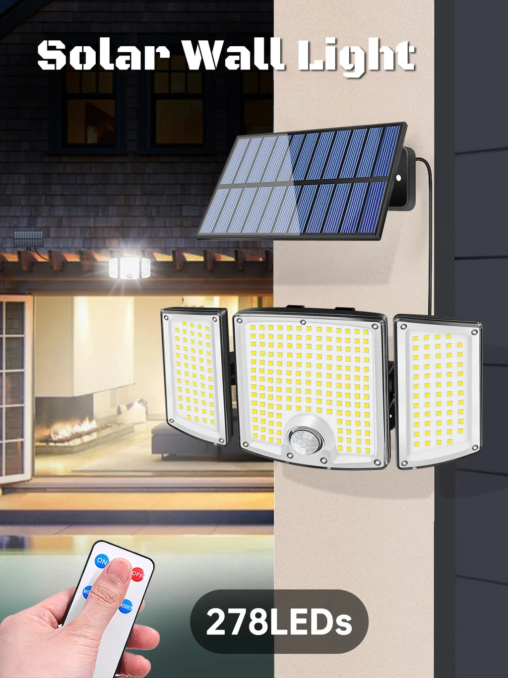 Luz Solar LED 278 Cuentas para Jardín con 3 Modos y Mando