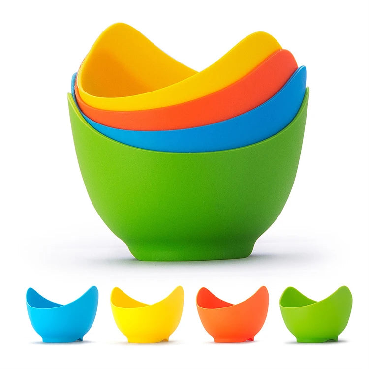 LMETJMA-Tazas de silicona para escalfador de huevos, molde para hervir huevos, con soportes de anillo, para freidora de aire por microondas, 4 piezas, JT85