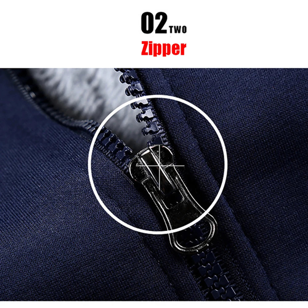 Chaqueta Gruesa con Forro Polar para Hombre, Capucha y Cremallera