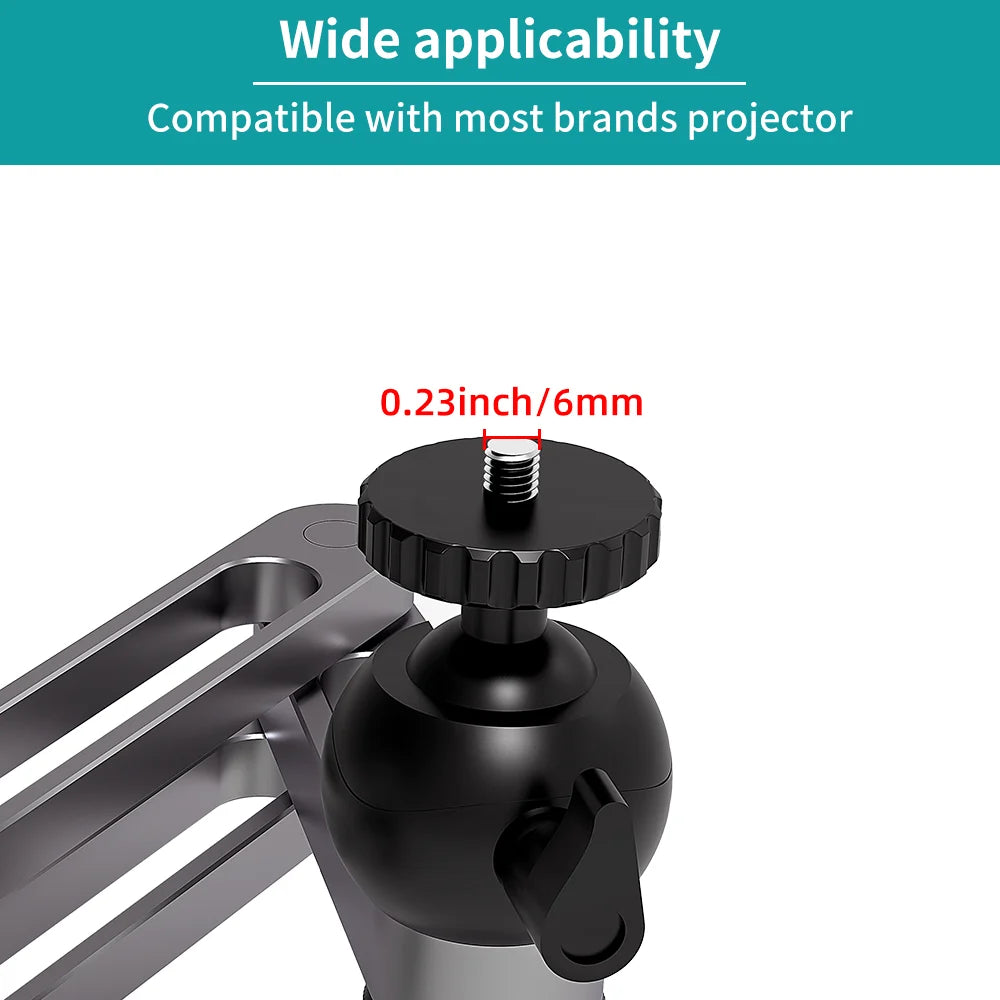 Soporte de montaje en pared para proyector, soporte de pared plegable ajustable multiángulo con rotación de 360 grados, soporte para proyector de aleación de aluminio