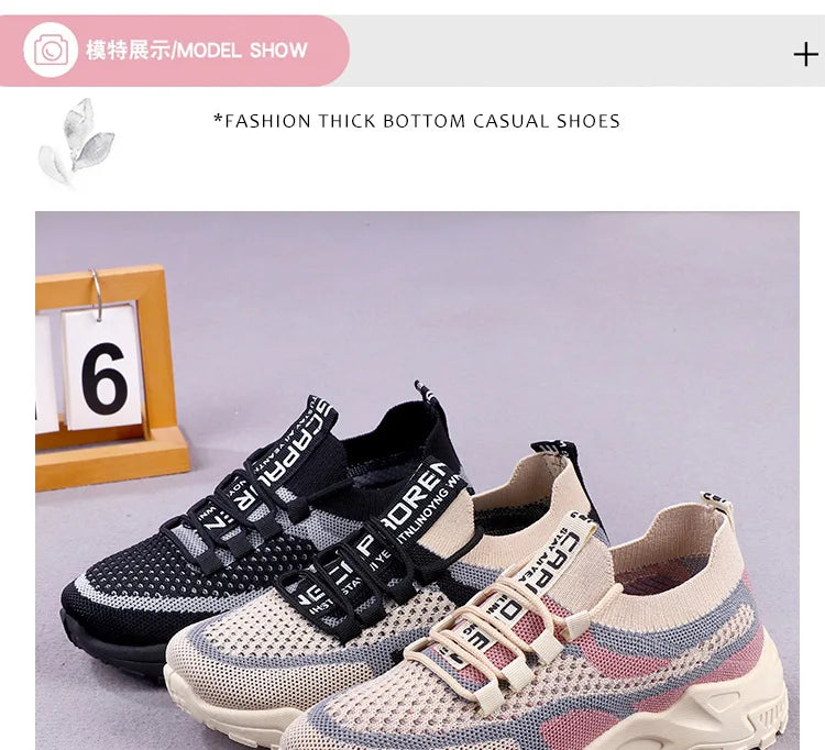 Zapatillas gruesas 2025, zapatos informales para mujer, zapatos deportivos transpirables de malla de aire para primavera y otoño, zapatos para correr de suela blanda para mujer