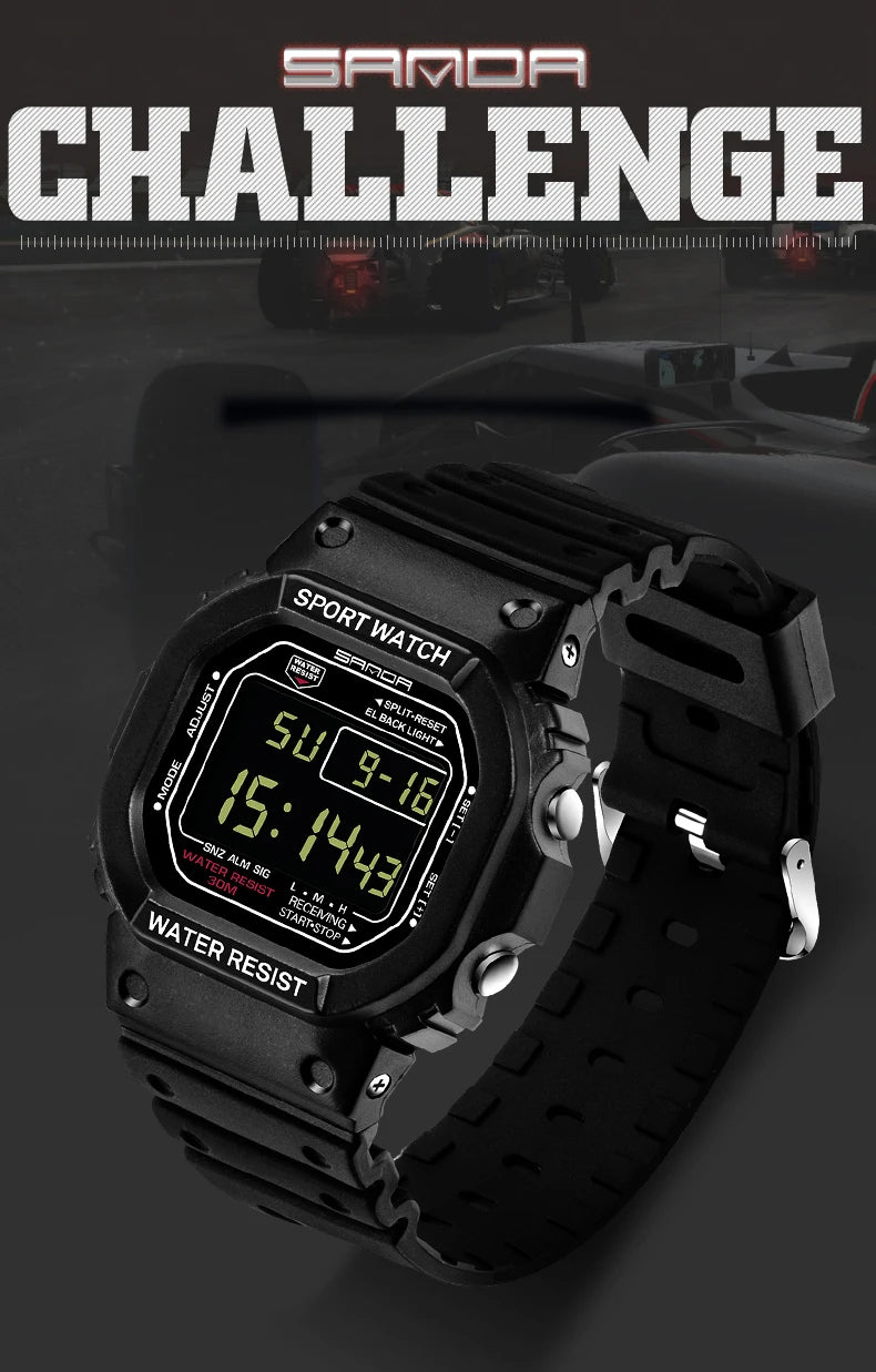 Reloj Digital Deportivo SANDA 329 para Hombre, LED, Resistente al Agua
