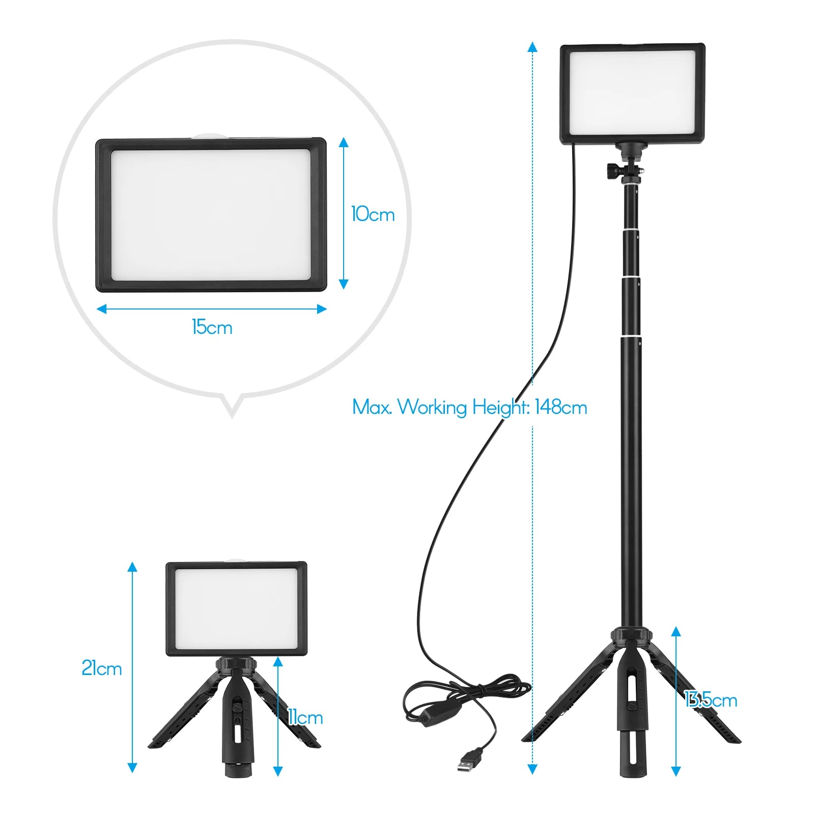 Andoer-Kit de iluminación LED para vídeo, iluminación de fotografía, 3200K-5500K, de 148cm de altura con trípode, soporte de 5 filtros de piezas para transmisión en vivo, 2 piezas