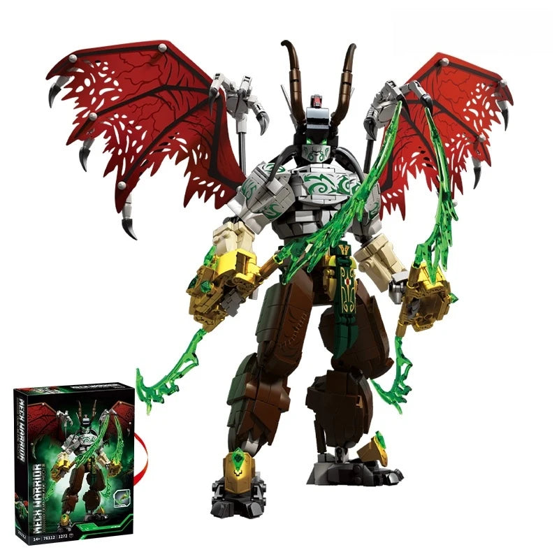 Bloques de Construcción 76112, Robot Mech Warrior, Alas Rojas, Cuchilla Verde, Modelo Dim-Blade, Kit de Bloques de Construcción, Juguete para Adultos y Niños, Regalos