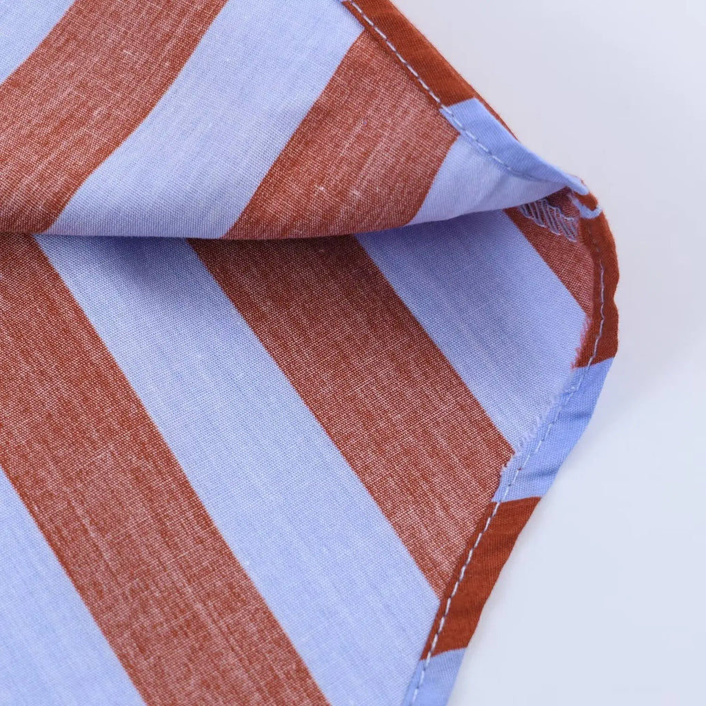 Camisa a Rayas de Manga Larga con Cuello de Lazo