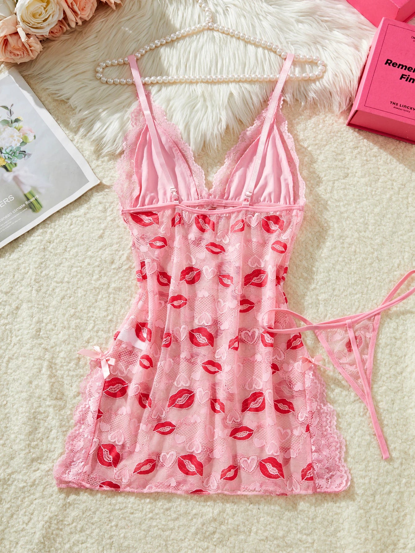 Vestido Babydoll Sexy para Mujer con Tirantes y Encaje