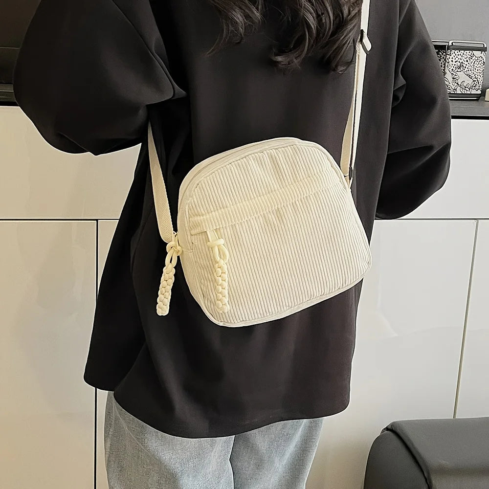 Bolso de hombro de pana Harajuku Vintage y versátil, bolso de teléfono de pana informal japonés, bolso para llaves de desplazamiento