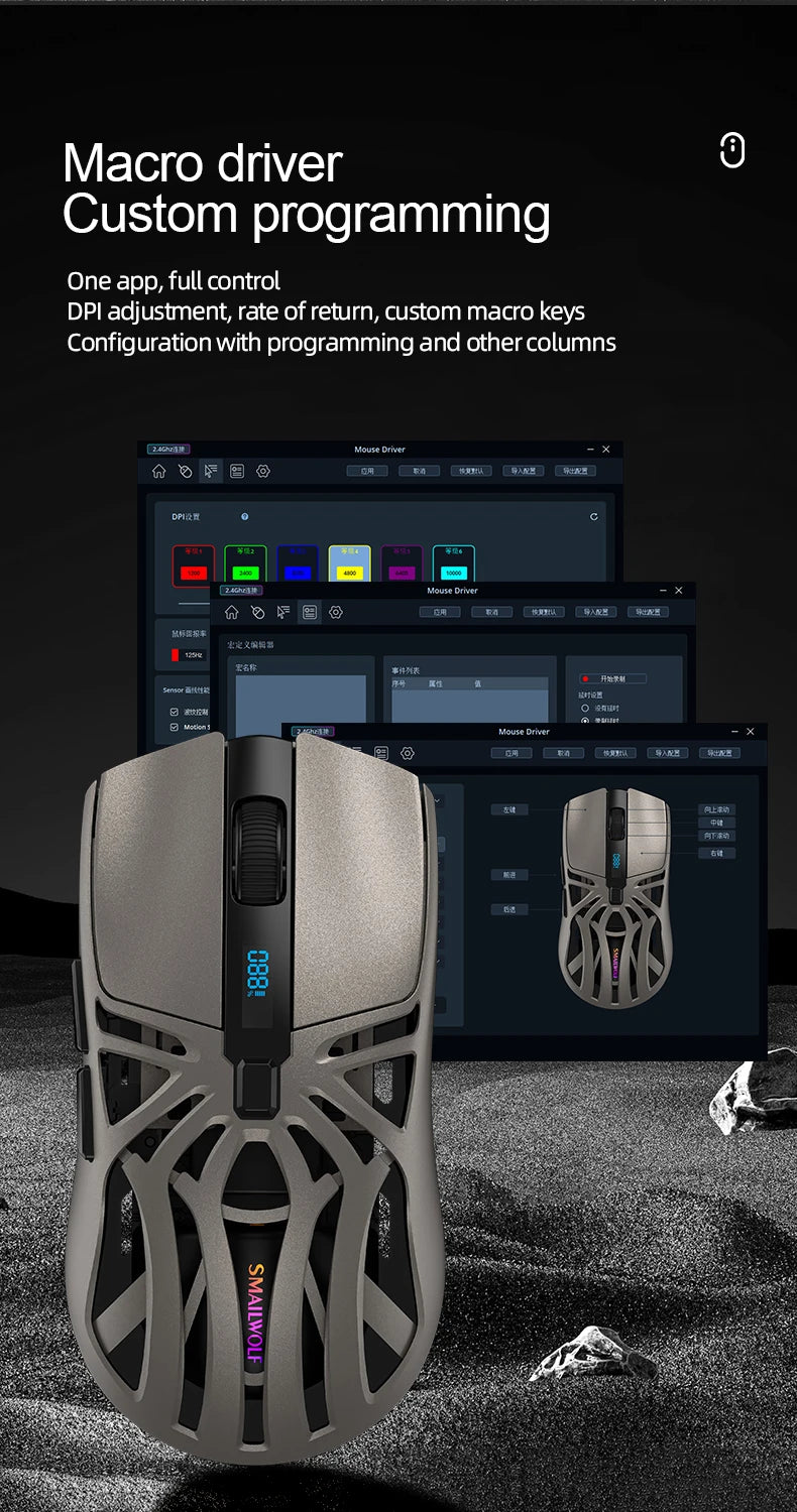SmailWolf RS8 Bluetooth inalámbrico 2,4g ratón para juegos triple modo ligero e-sports gaming 1K tasa de retorno 10000DPI ordenador