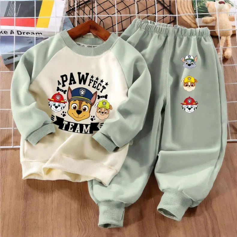 Conjuntos de 2 piezas de sudaderas con estampado de PAW Patrol para niños, sudaderas con capucha y pantalones con cuello redondo, conjunto de 2 piezas, ropa deportiva para niños, traje para primavera y otoño