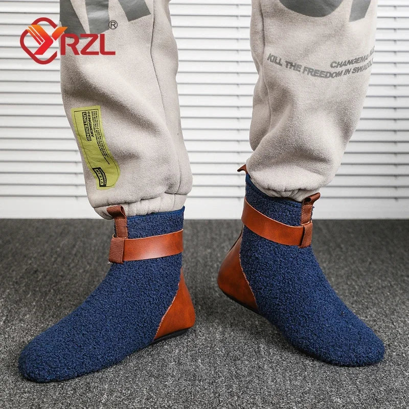 YRZL, zapatos para hombre, botas de invierno para hombre, zapatillas cálidas para hombre, zapatos planos suaves antideslizantes, zapatos casuales para hombre, cómodas zapatillas de interior para el hogar para hombre