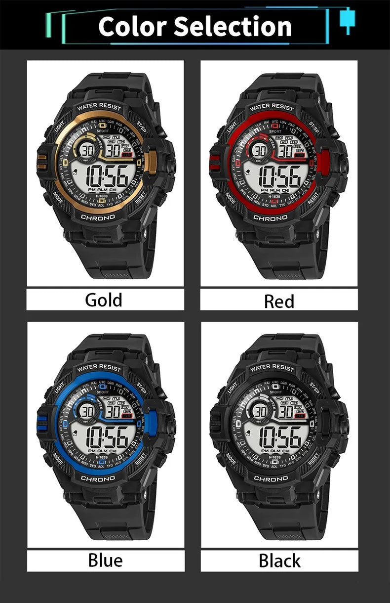 Reloj Digital Deportivo Resistente al Agua Hombre