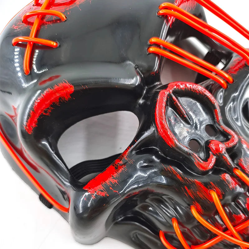 Máscara de calavera malvada, mascarada de Carnaval de Halloween, Casa Encantada, decoración aterradora, esqueleto de Cosplay, Fiesta Temática aterradora, máscara iluminada