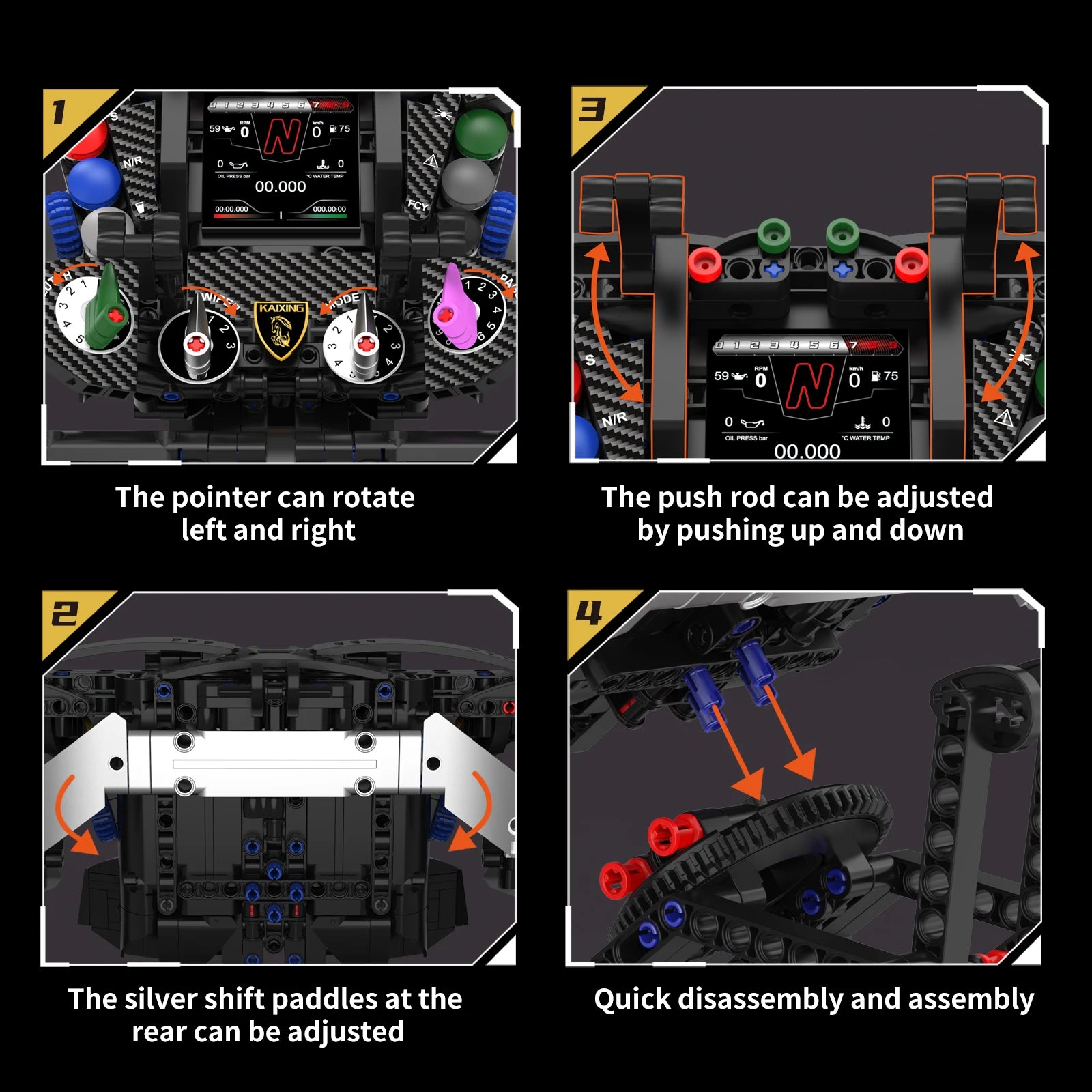 Bloques de Construcción de Volante de Carreras K96253, Modelo MOC DIY, Soporte para Teléfono, Decoración de Escritorio, Regalo Coleccionable para Adultos, Cumpleaños, Festividades