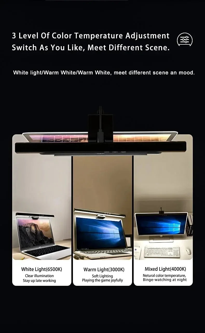 Lámpara LED de escritorio, barra de luz para Monitor, PC, ordenador, luz de pantalla regulable, 33cm, 50cm, oficina, estudio, lectura, lámpara de mesa colgante alimentada por USB