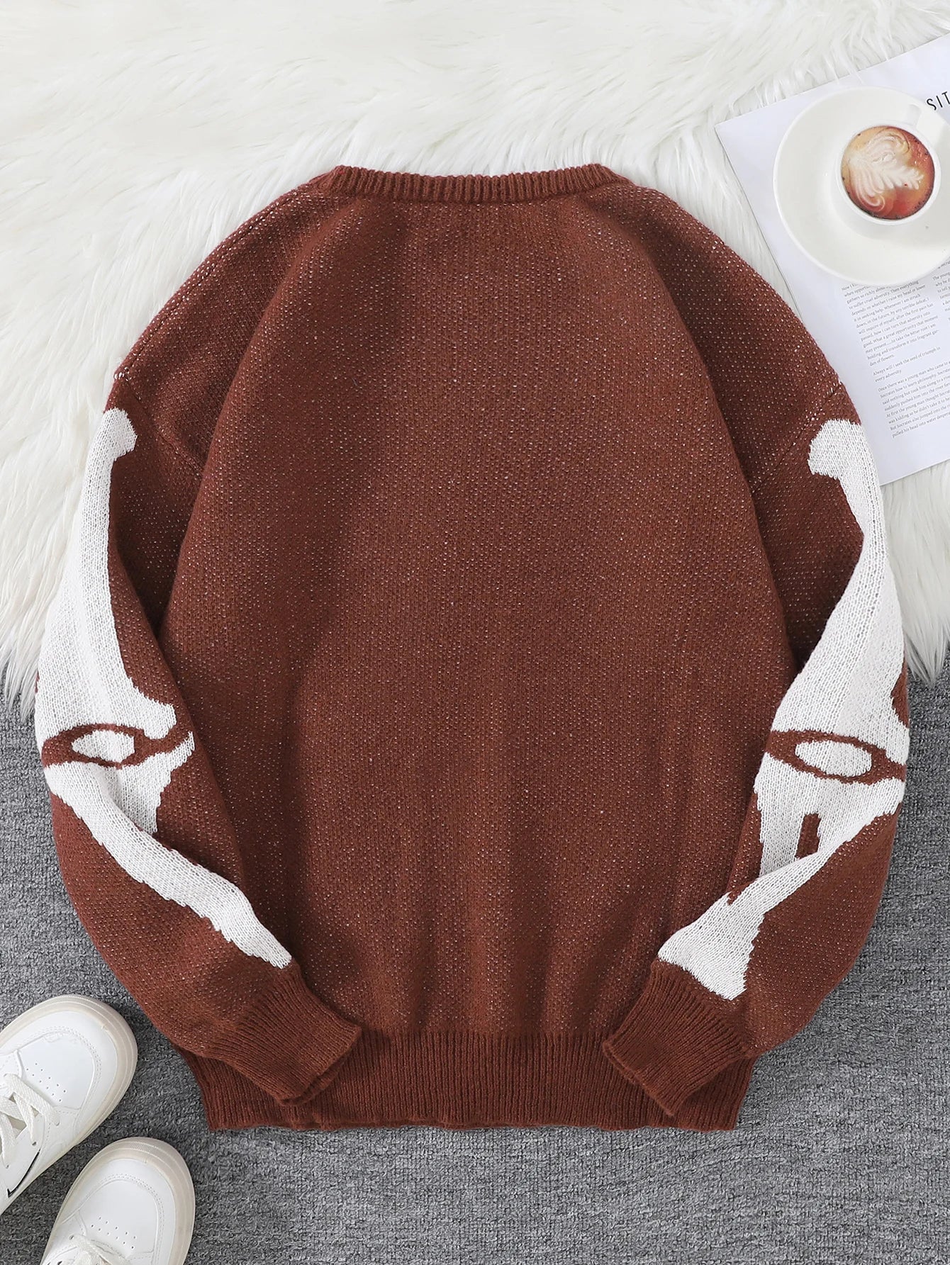 Nuevo Popular Otoño e Invierno Backbone Jacquard patrón pulóver suéter Casual cuello redondo tejido jersey de los hombres