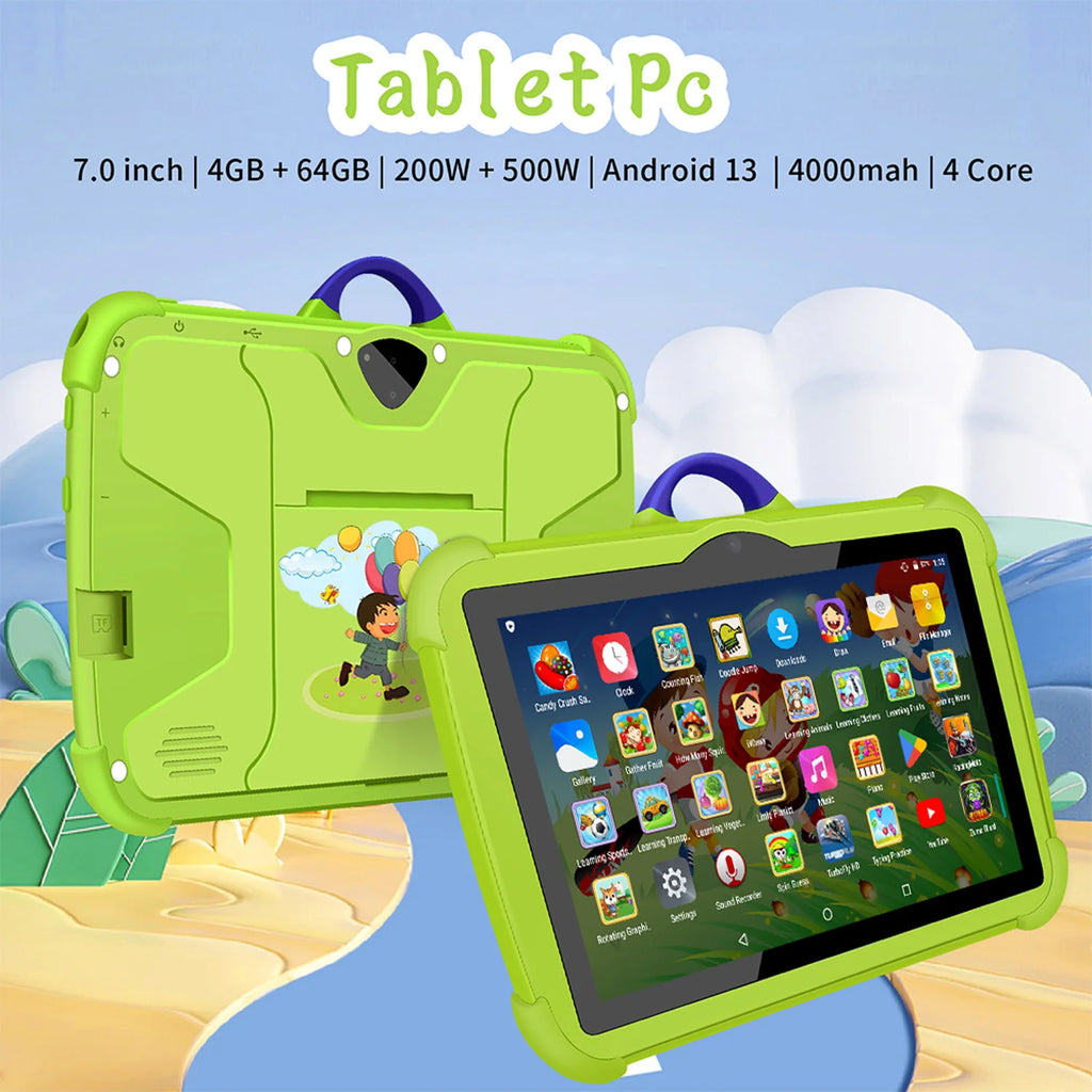 Tablet educativa para niños BDF 7": 4GB RAM, 64GB ROM, Android 13