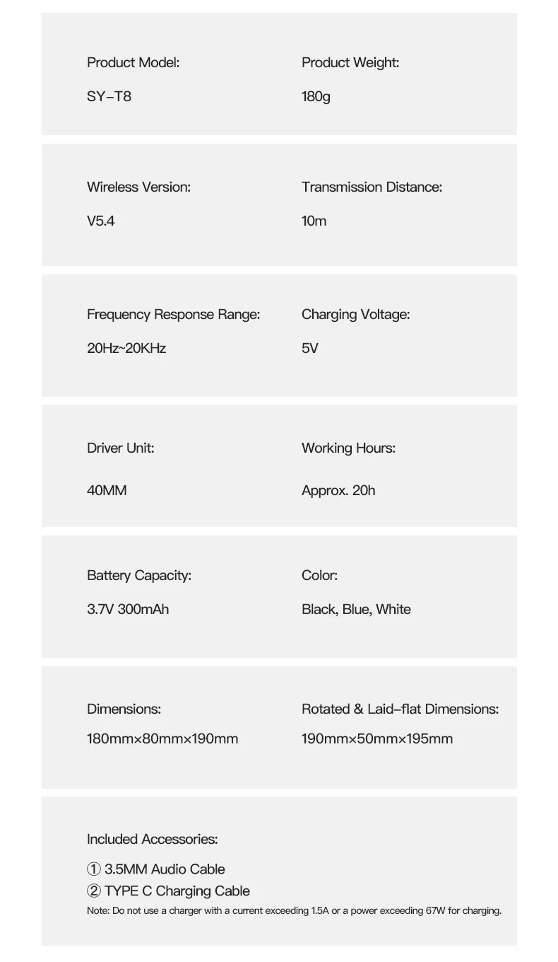 EOENKK SY-T8 Auriculares Bluetooth 5.4 Baja Latencia