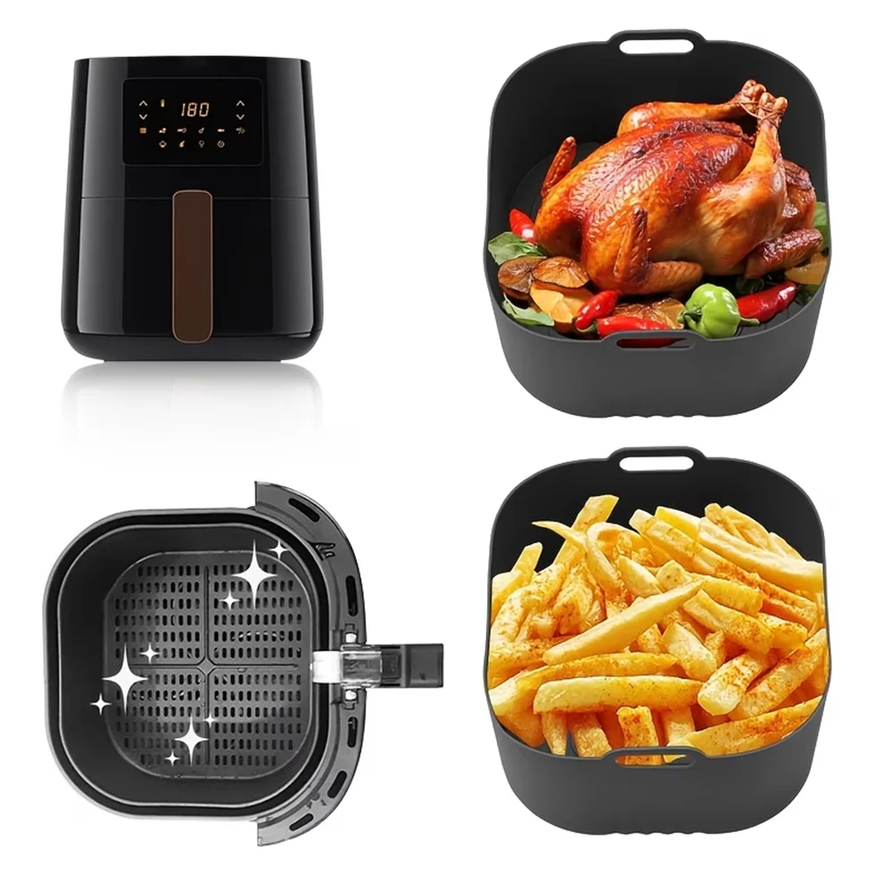 Bandeja de silicona reutilizable cuadrada para freidora de aire, molde para pan con tapete de silicona, molde para pasteles para herramientas de parrilla HD9252, HD9200 y HD9255
