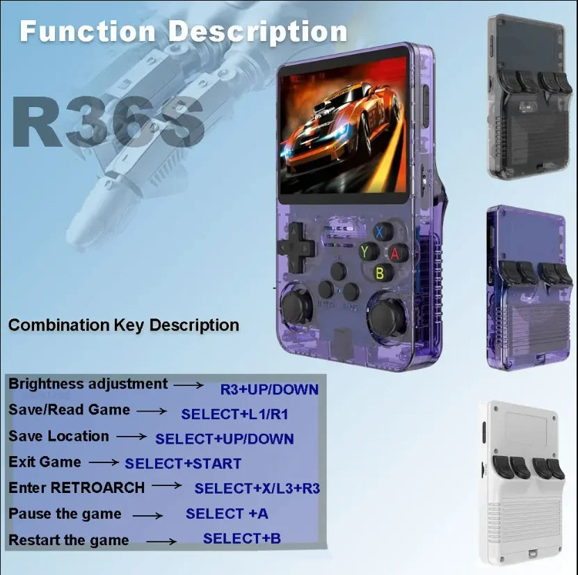 Consola de Juegos Retro Arkos R36S, Pantalla 3.5 Pulgadas, 64GB o 128GB