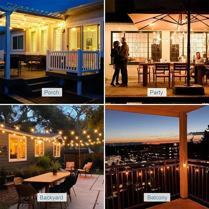 Guirnalda de Luces para Exteriores, Luces de Patio Resistentes a los Golpes, Lámpara Colgante Impermeable, Lámparas LED Conectables para Exteriores, 220V, Enchufe Europeo