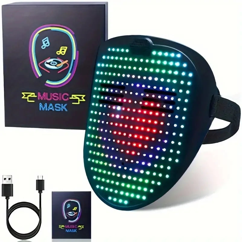 Máscara LED con detección de gestos, efectos de sonido musicales, máscara de Halloween iluminada para Dj, disfraz de mascarada de cumpleaños, fiesta de disfraces