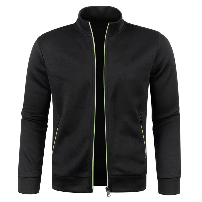 Otoño e Invierno, nuevo suéter largo con cremallera y mangas de bloque de Color para hombre, suéter fino de felpa, chaqueta informal ajustada, abrigo cómodo