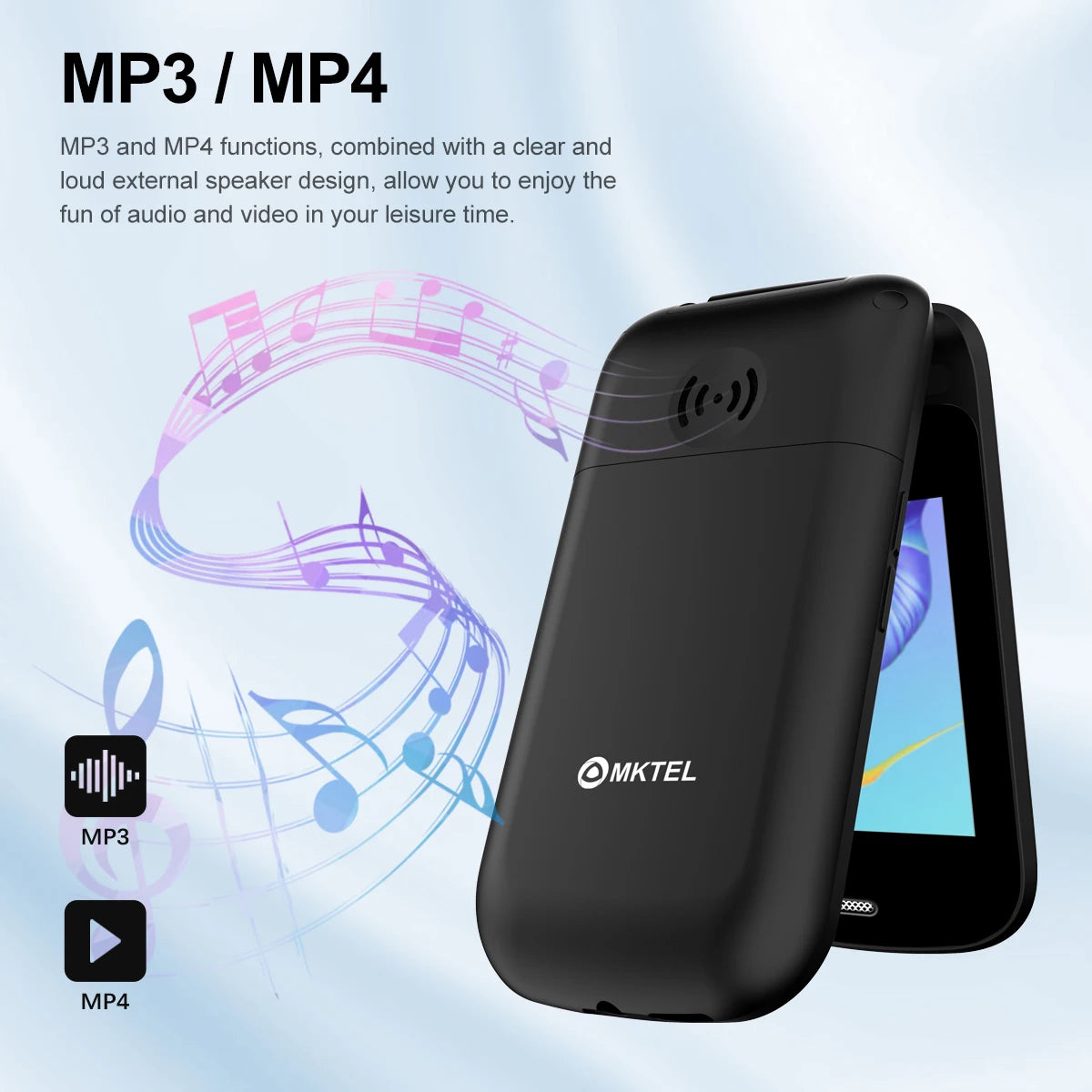 MKTEL M9 Flip teléfono móvil 2G 2,4 "pantalla 1000mAh batería Dual SIM doble modo de reposo MP3/MP4/FM Radio desbloqueado recurso para personas mayores teléfono