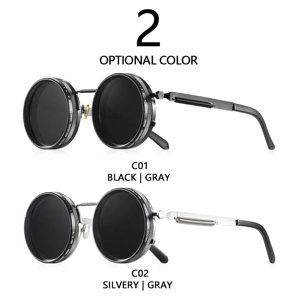 CRIXALIS gafas de sol redondas polarizadas ND9 con atenuación ajustable para hombres y mujeres, gafas de pesca Retro Punk para hombres, gafas para exteriores UV400