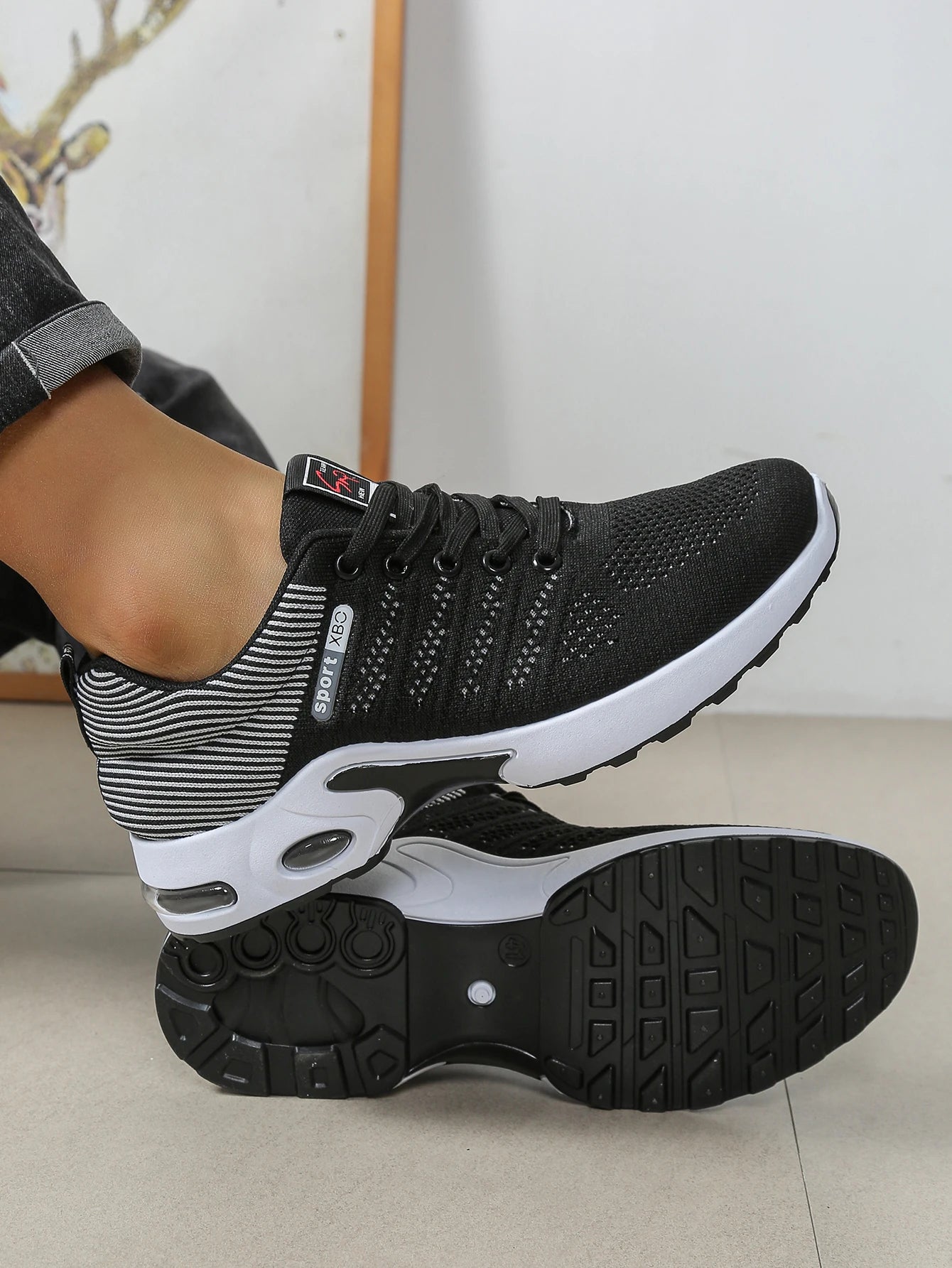 Zapatos para hombre, zapatillas para correr con cordones súper transpirables a la moda, comodidad antideslizante, duradera y con almohada, zapatillas de deporte de moda para hombre
