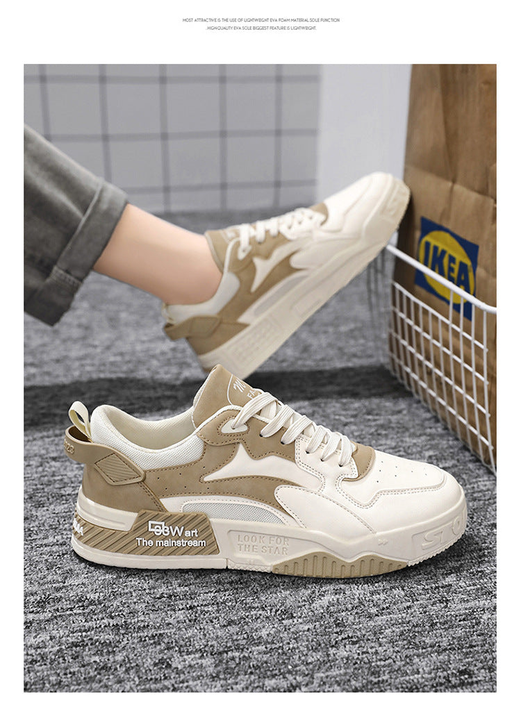 Zapatillas de deporte de otoño para hombre, zapatos de plataforma cómodos, zapatos vulcanizados con cordones de tendencia, Zapatillas informales blancas
