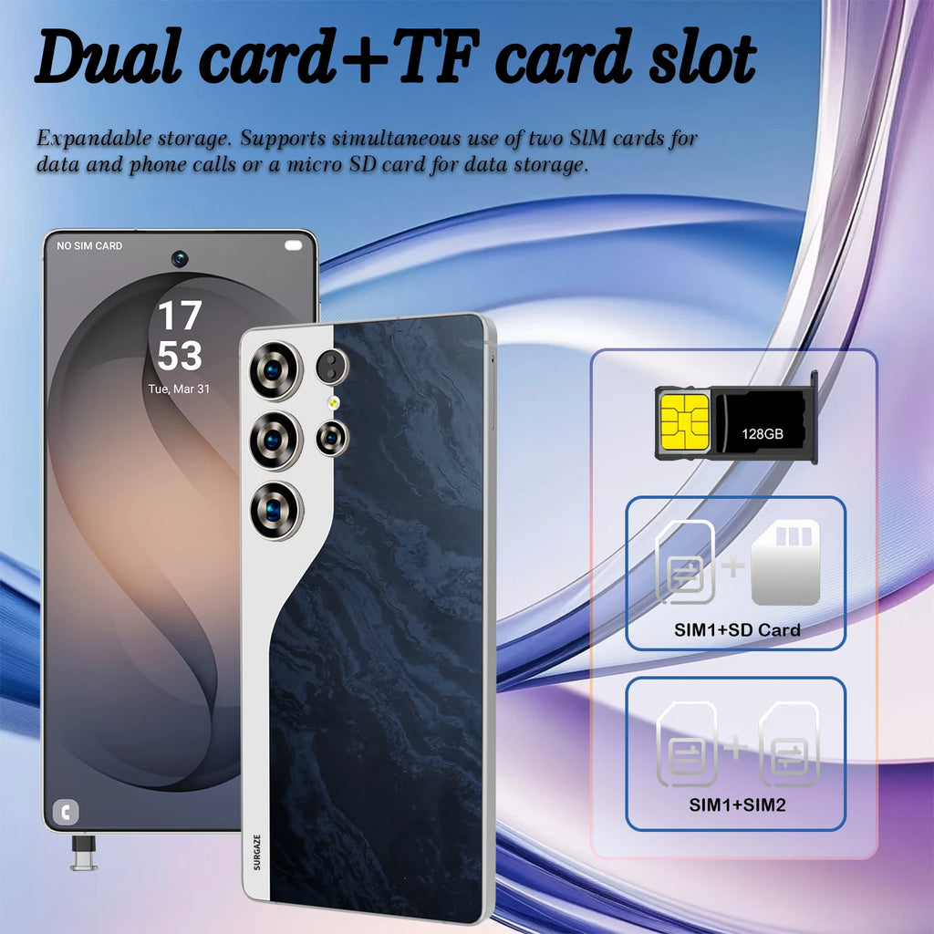 SURGAZE NUEVO 2026 S25 Ultra, Teléfono Inteligente Original, 5G, Batería de 5300 mAh, Pantalla de 6.6 Pulgadas, Versión Global
