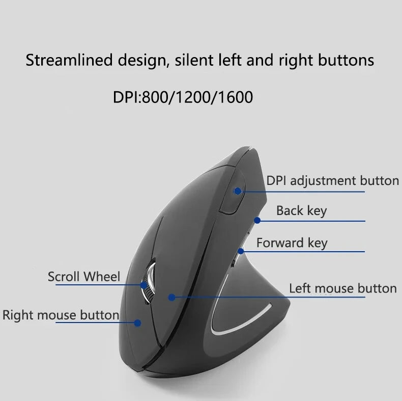 Ratón ergonómico Vertical para juegos, Kit de ratón inalámbrico recargable para jugadores, ratón óptico 2,4G, ordenador, PC, portátil, escritorio, USB