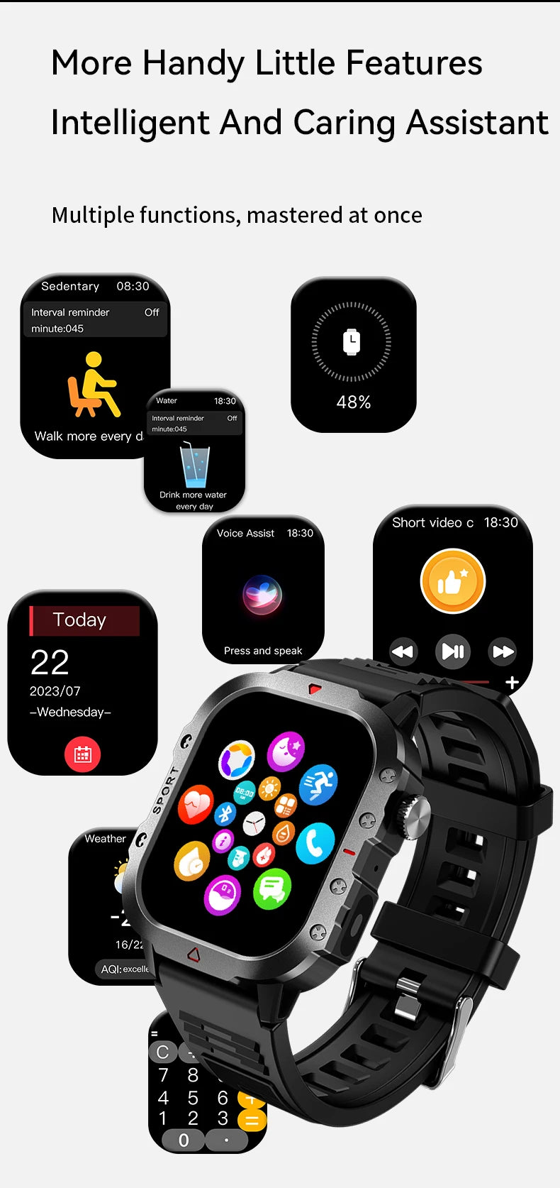 Reloj inteligente con llamada Bluetooth, electrónica, reloj inteligente militar, reloj de Fitness Digital, relojes de regalo para hombre y mujer, iOS, Android 2025, nuevo