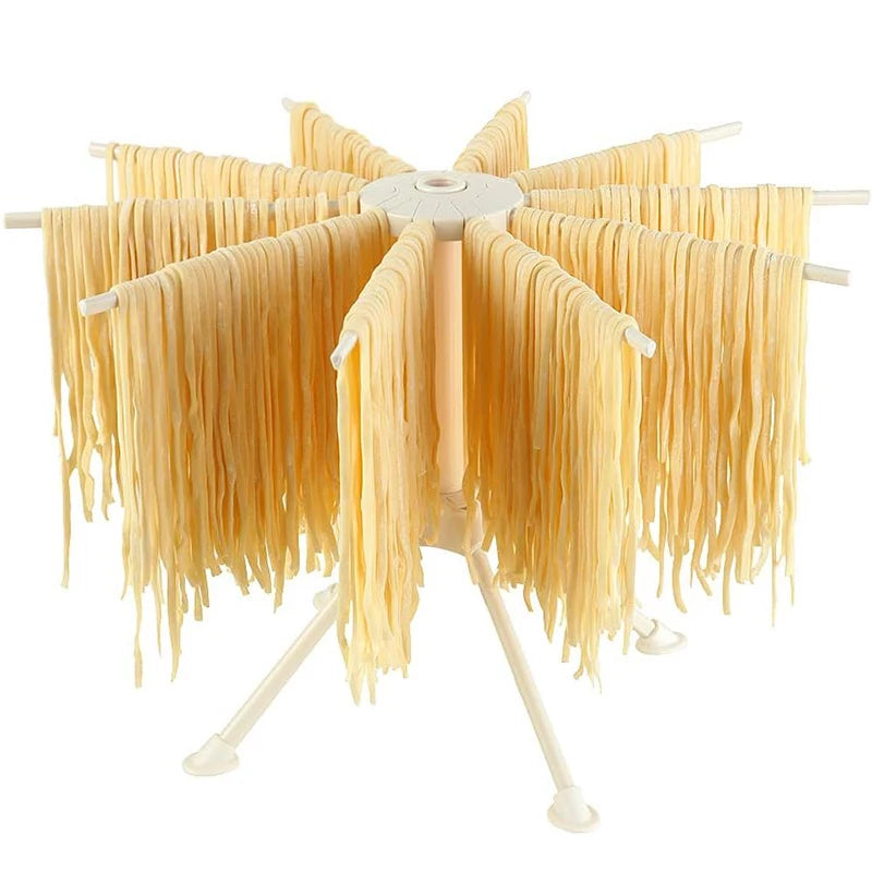 Estante plegable para secado de Pasta, soporte plegable para espagueti fresco casero, colgador de fideos con 10 asas de barra JT583