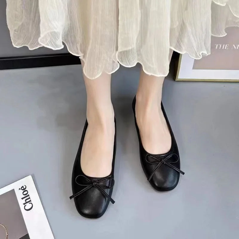 2025 Primavera Verano nueva llegada noche Breeze Flats suave diseño de nudo de lazo viajero versátil zapatos individuales