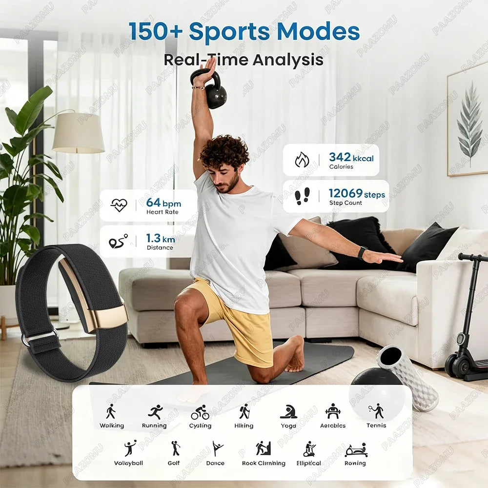Pulsera Inteligente sin Pantalla, Monitor de Salud y Ejercicio, Monitor de Ritmo Cardíaco 24/7, Monitor de Sueño, Pulsera Deportiva Multifuncional para Android iOS