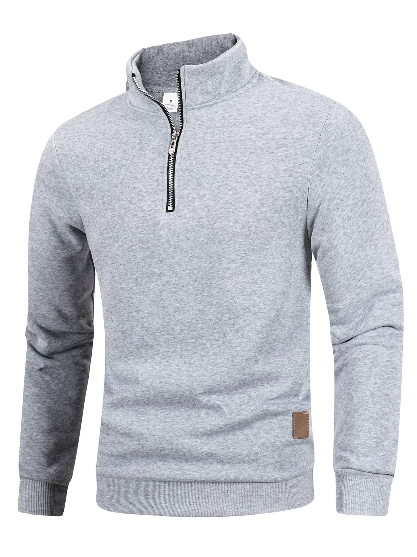 Otoño hombres cremallera pulóver cuello alto suéteres cálidos Color sólido manga larga moda masculina Casual sudadera diaria Top