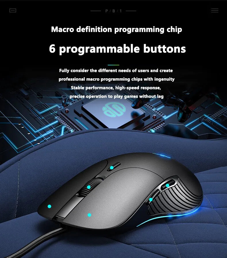 INPHIC-ratón con cable USB B2, Mouse silencioso para juegos de oficina, PC y portátiles