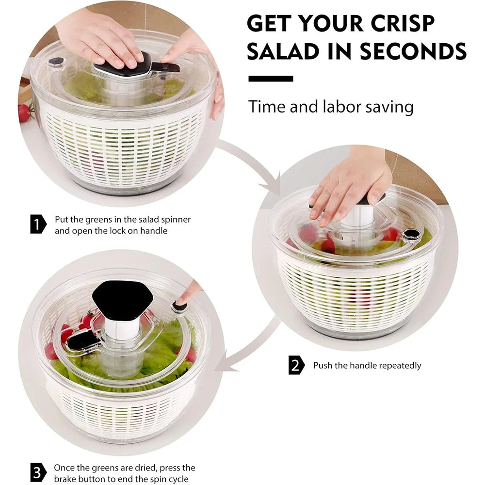 LMETJMA-espeador de ensalada de 6,3 QT, secador de lechuga grande, Spinner de una sola mano, fácil de presionar, secador de verduras grande, mezclador de ensalada, lavadora JT251