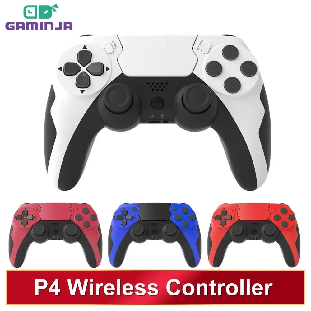 GAMINJA-mando inalámbrico con Bluetooth, doble vibración, 6 ejes, panel táctil, micrófono, puerto de auriculares para PS4, PS3, PC